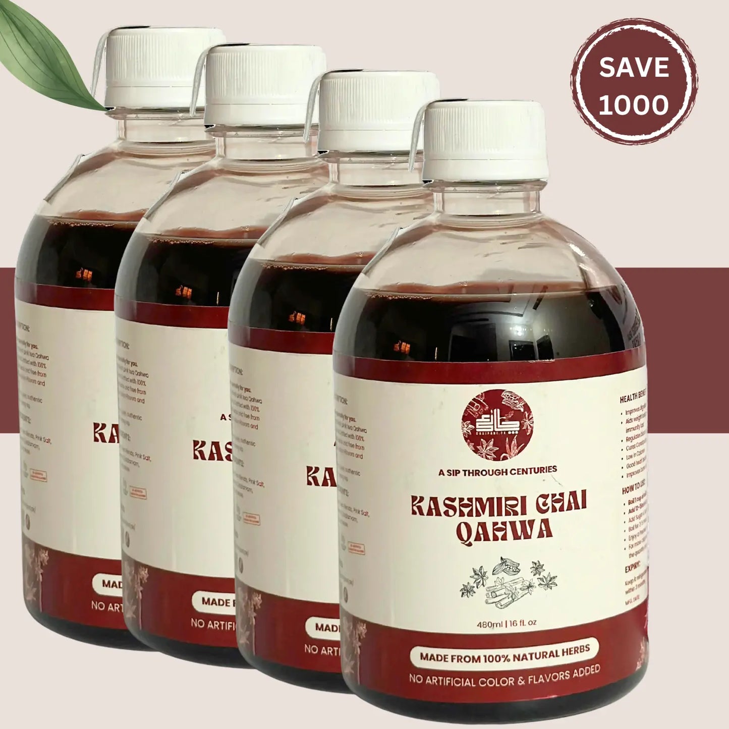 Pack of 4 - 480ml Kashmiri Chai Qahwa- SAVE 1000