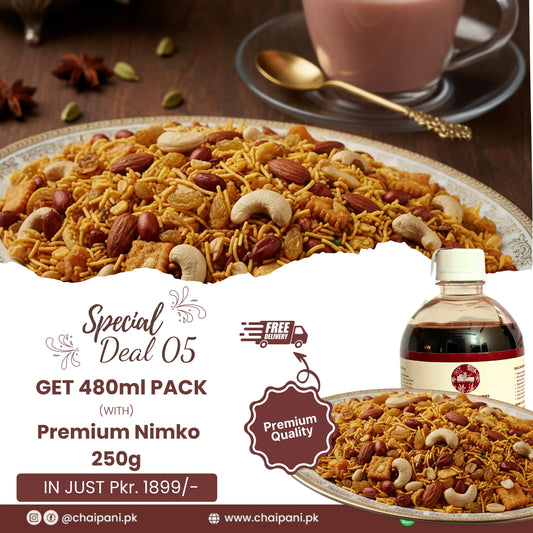 Deal 05 – Kashmiri Chai Qehwa 480ml & Premium Crispy Nimko 250g